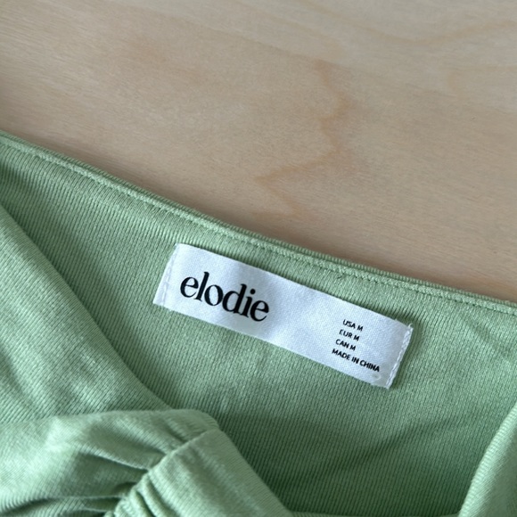 Green ruched crop top - can be worn off the shoulder or on shoulder - Picture 2 of 3